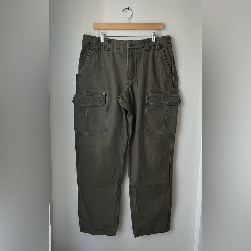 Men’s Duluth Trading Co Green Cargo Work Pants Size 36x34